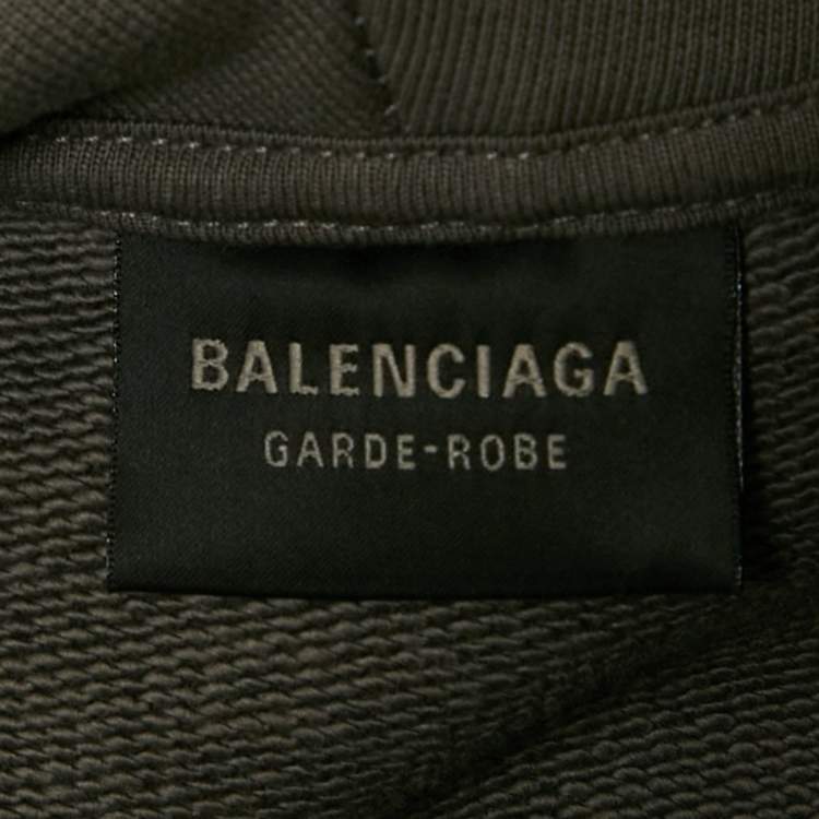 Pre Owned Balenciaga Garde-Robe Grey Cotton Oversized Hoodie M