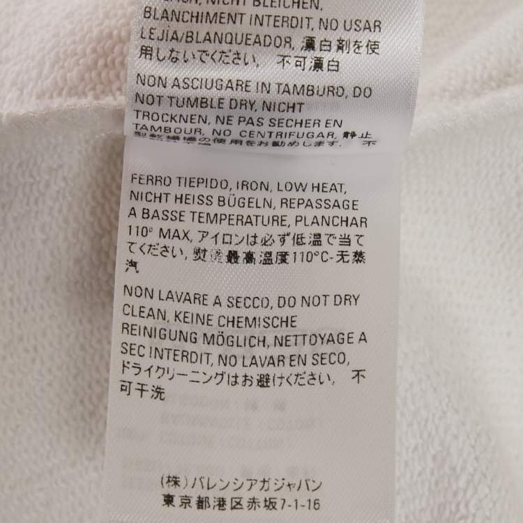 Pre Owned Balenciaga White Logo Print Cotton Hoodie M