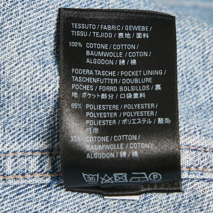 Pre Owned Balenciaga Blue Logo Print Denim Oversized Jacket S