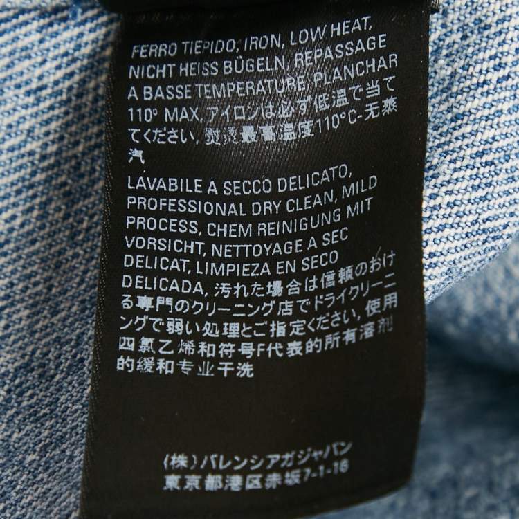 Pre Owned Balenciaga Blue Logo Print Denim Oversized Jacket S