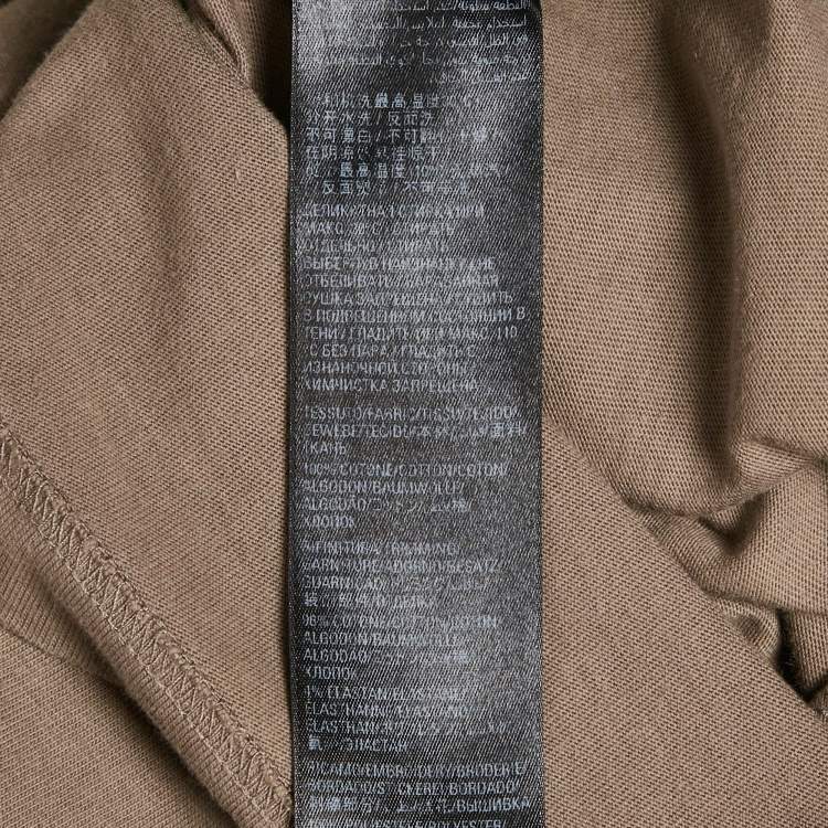 Pre Owned Balenciaga Unisex Tan Brown Logo Embroidered Cotton T-Shirt M