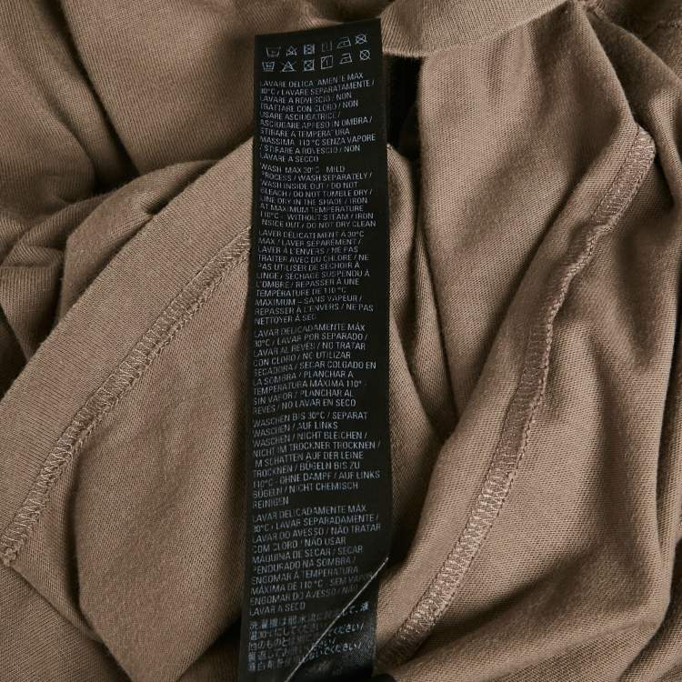 Pre Owned Balenciaga Unisex Tan Brown Logo Embroidered Cotton T-Shirt M