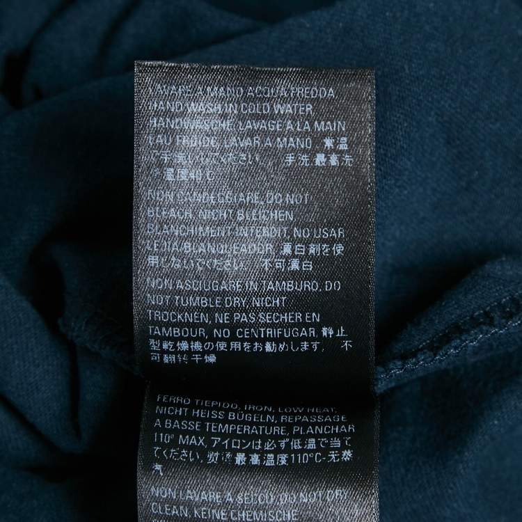 Pre Owned Balenciaga Navy Blue Logo Embroidered Cotton T-Shirt XS