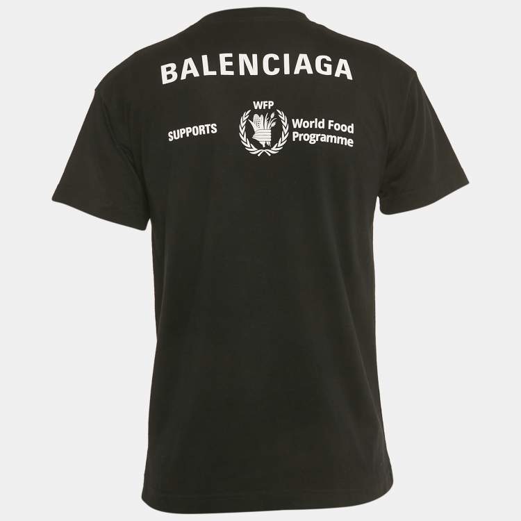 Pre Owned Balenciaga Unisex Black WFP Print Jersey T-Shirt S