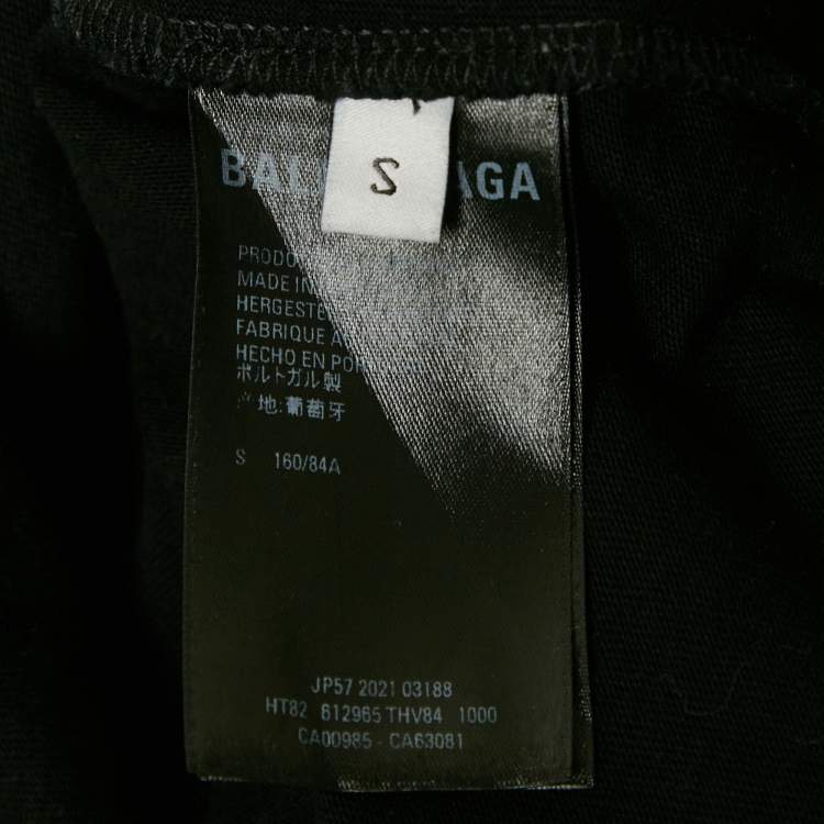 Pre Owned Balenciaga Unisex Black WFP Print Jersey T-Shirt S