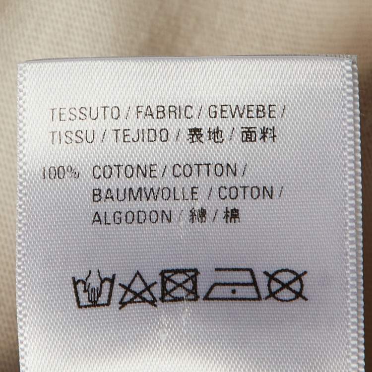 Pre Owned Balenciaga Beige Logo Print Cotton T-Shirt M