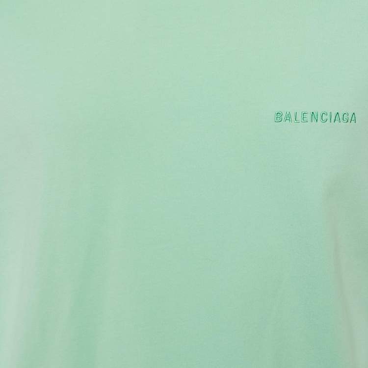 Pre Owned قميص بالنسياغا قطن متسع بشعار أخضر للجنسين مقاس صغير جداً (إكس إكس سمول)