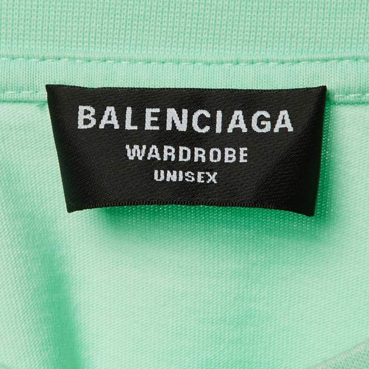 Pre Owned قميص بالنسياغا قطن متسع بشعار أخضر للجنسين مقاس صغير جداً (إكس إكس سمول)