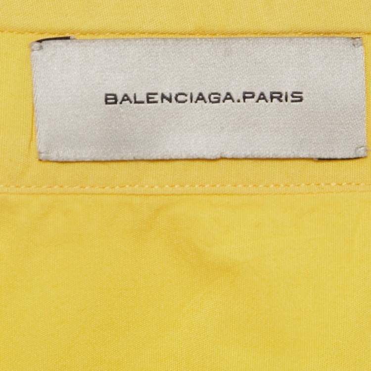 Pre Owned قميص بالنسياغا أصفر قطن بأكمام قصيرة مقاس وسط - ميديم