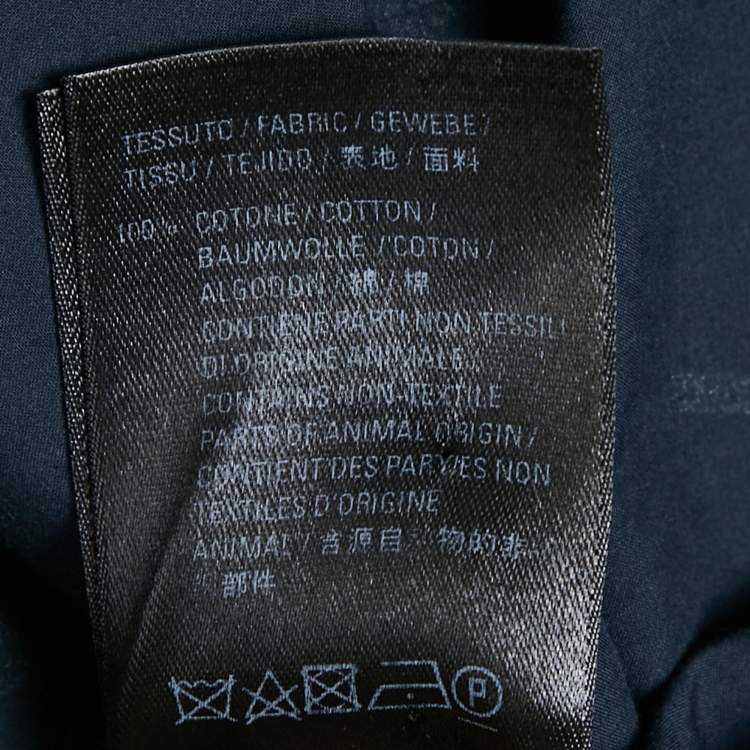 Pre Owned Balenciaga Navy Blue Logo Printed Cotton Long Sleeve Shirt M