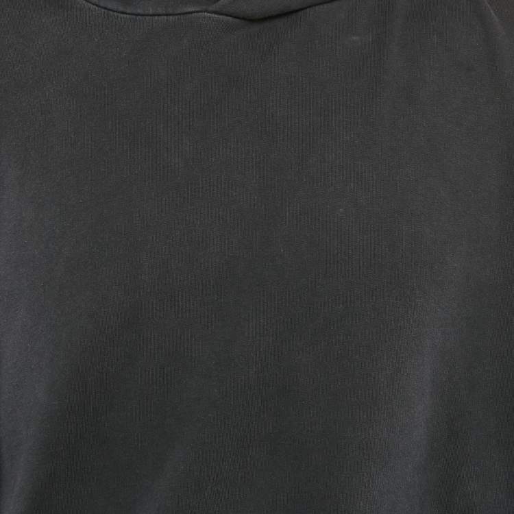 Pre Owned Balenciaga Black Logo Print Cotton Oversize Hoodie XL