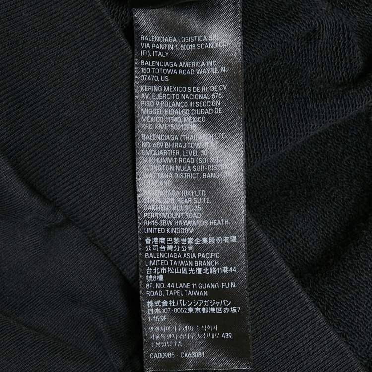 Pre Owned Balenciaga Black Logo Print Cotton Oversize Hoodie XL