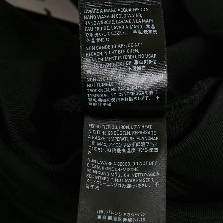 Pre Owned Balenciaga Black Logo Print Cotton Oversize Hoodie M