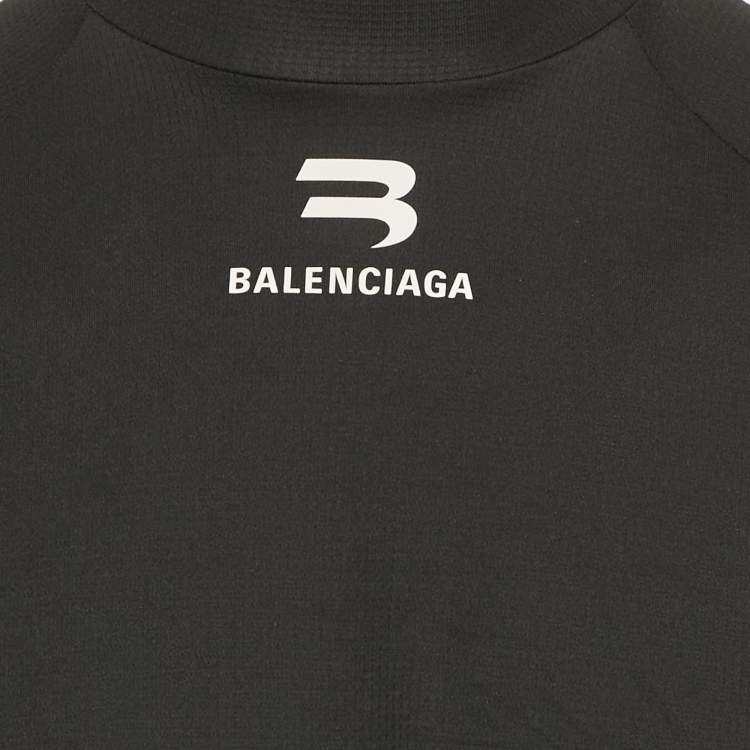 مملوكة مسبقًا Balenciaga Activewear Black Logo Print Jersey Long Sleeve T-Shirt M
