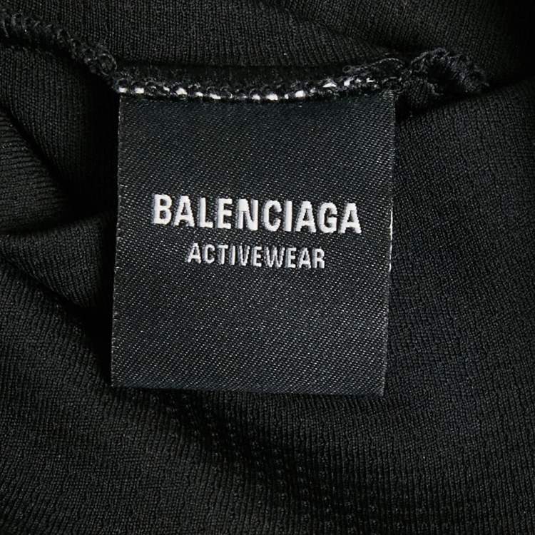 مملوكة مسبقًا Balenciaga Activewear Black Logo Print Jersey Long Sleeve T-Shirt M
