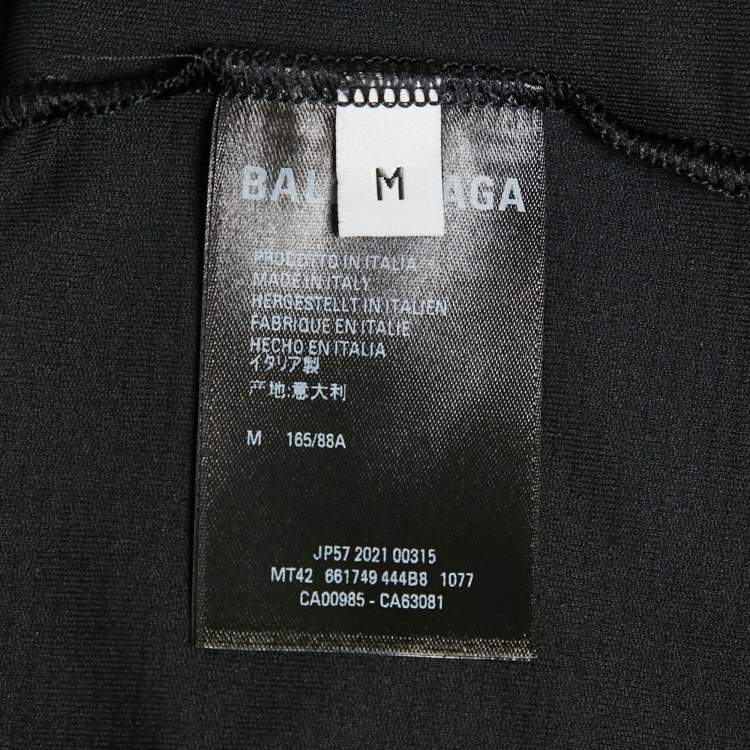 مملوكة مسبقًا Balenciaga Activewear Black Logo Print Jersey Long Sleeve T-Shirt M