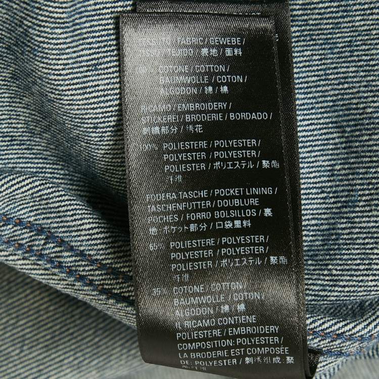 Pre Owned Balenciaga Blue Logo Embroidered Oversized Denim Jacket XS