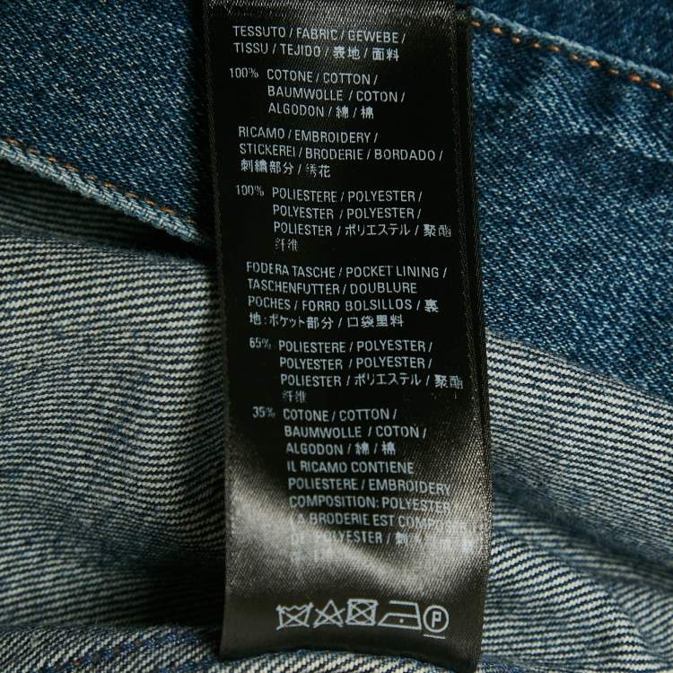 Pre Owned Balenciaga Blue Logo Embroidered Oversized Denim Jacket XS