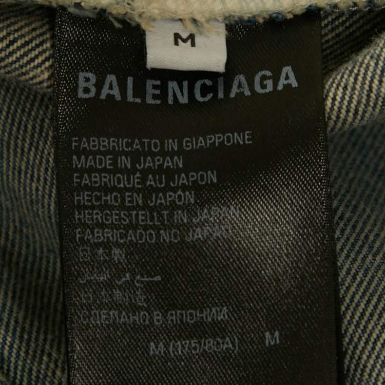 Pre Owned Balenciaga Unisex Blue Dirty Distressed Denim Jeans M/Waist 32"