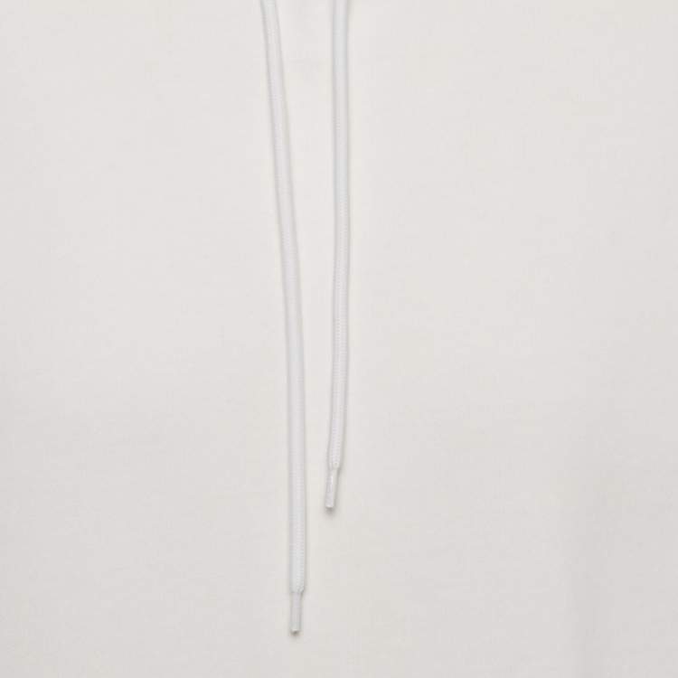 Pre Owned Balenciaga White Logo Print Cotton Oversize Hoodie S