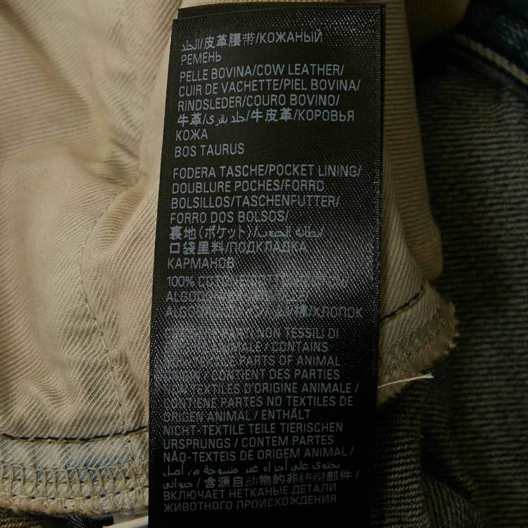 Pre Owned Balenciaga Unisex Blue Ripped Denim Belted Jeans M/Waist 32"