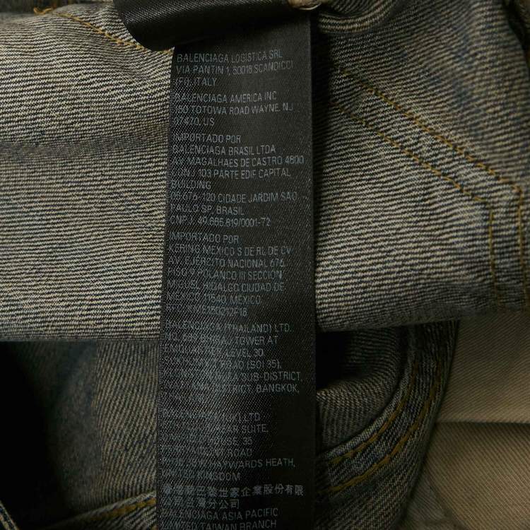 Pre Owned Balenciaga Unisex Blue Ripped Denim Belted Jeans M/Waist 32"