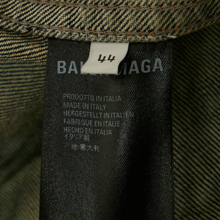 Pre Owned Balenciaga Blue Logo Embroidered Denim Oversized Jacket XS