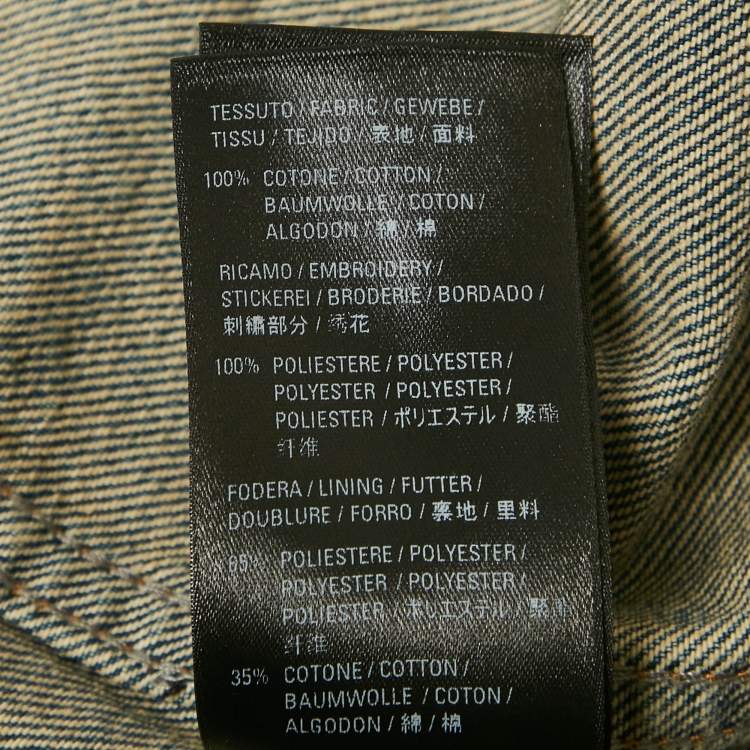 Pre Owned Balenciaga Blue Logo Embroidered Denim Oversized Jacket XS