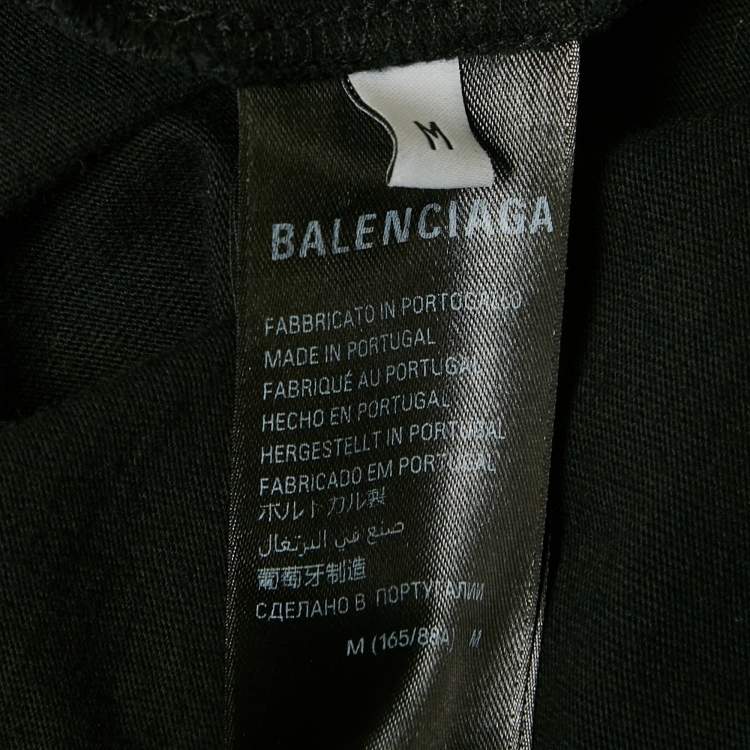 Pre Owned Balenciaga Limited Edition Black 'Music Archive' Jersey Distressed T-Shirt M