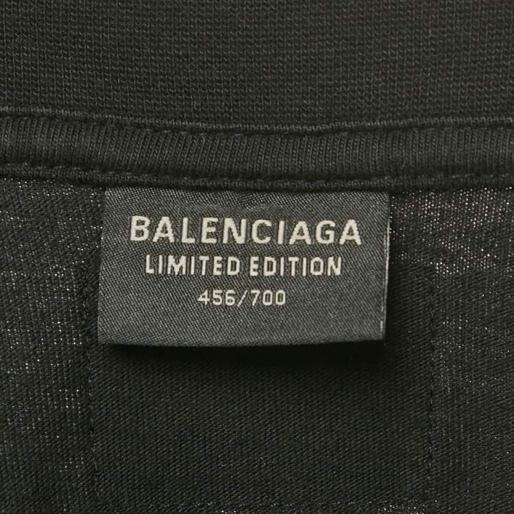 Pre Owned Balenciaga Limited Edition Black 'Music Archive' Jersey Distressed T-Shirt M