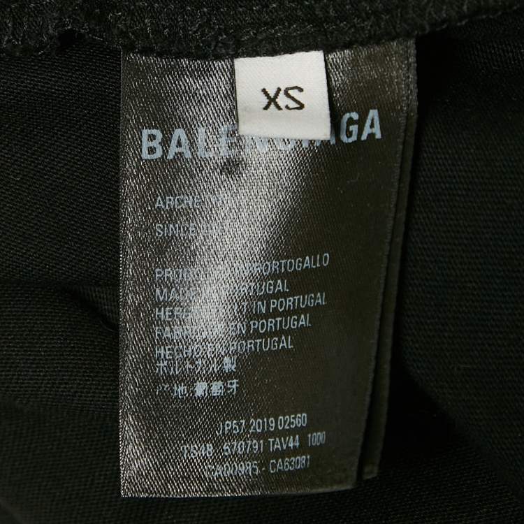 مملوكة مسبقًا Balenciaga Black Logo Printed Cotton Knit Oversized T-Shirt XS