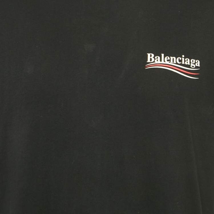 مملوكة مسبقًا Balenciaga Black Logo Printed Cotton Knit Oversized T-Shirt XS