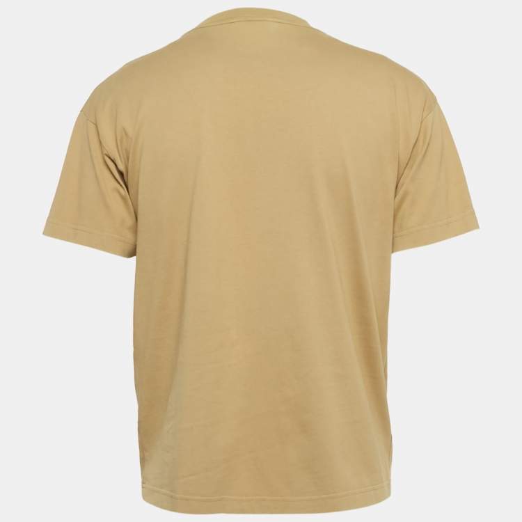 مملوكة مسبقًا Balenciaga Khaki Logo Embroidered Jersey T-Shirt S