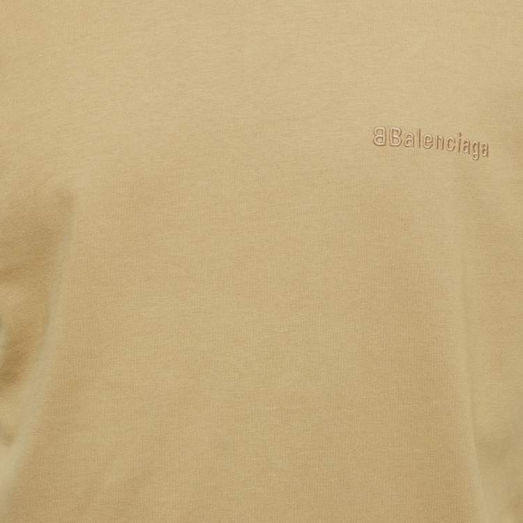 مملوكة مسبقًا Balenciaga Khaki Logo Embroidered Jersey T-Shirt S