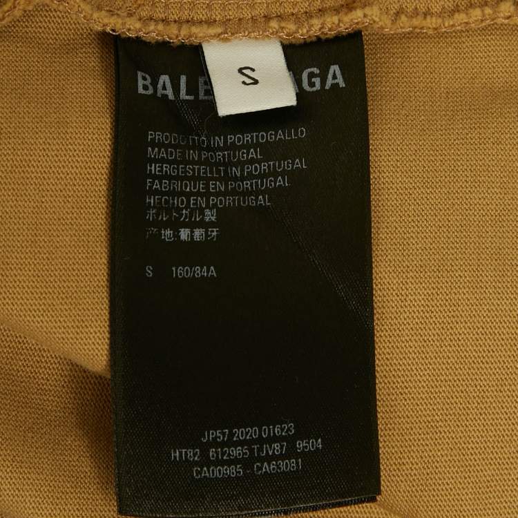 مملوكة مسبقًا Balenciaga Khaki Logo Embroidered Jersey T-Shirt S