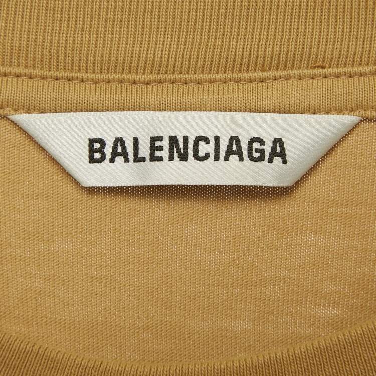 مملوكة مسبقًا Balenciaga Khaki Logo Embroidered Jersey T-Shirt S