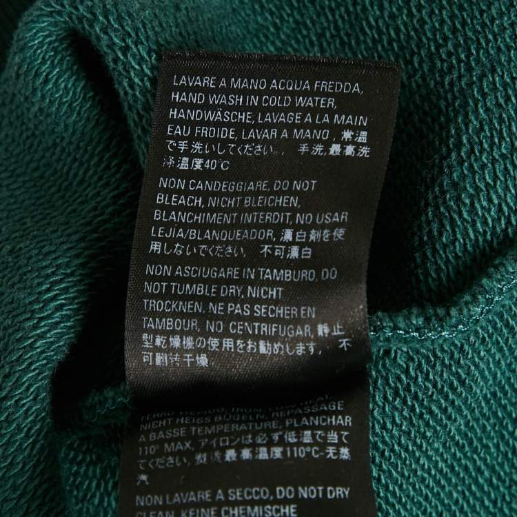 Pre Owned Balenciaga Green Logo Print Cotton Knit Hoodie M
