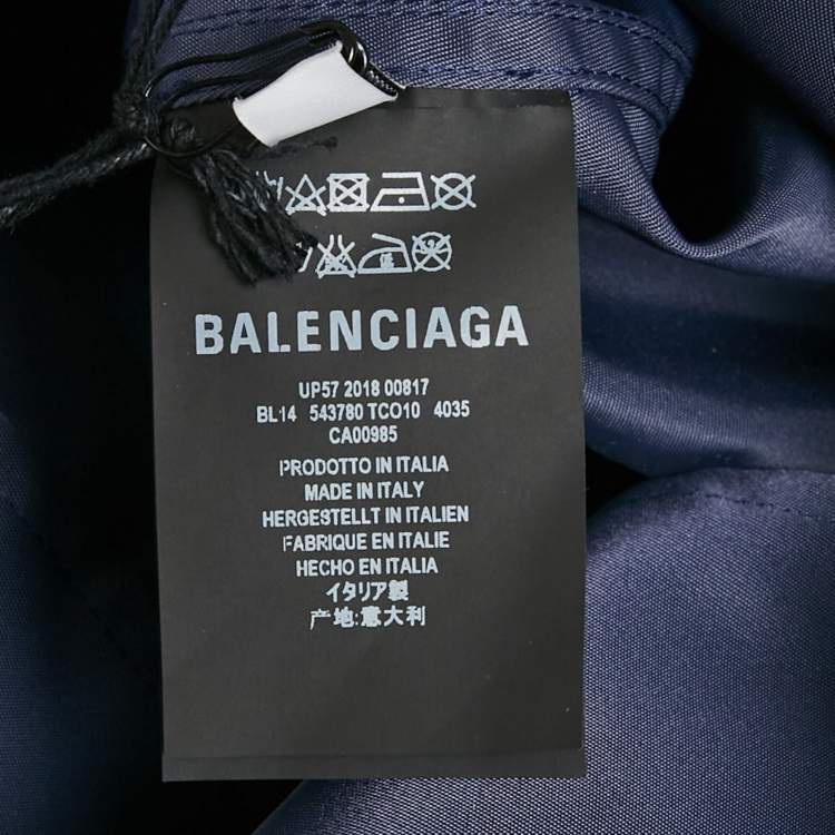 Pre Owned Balenciaga Navy Blue WFP Print Nylon Oversized Jacket S