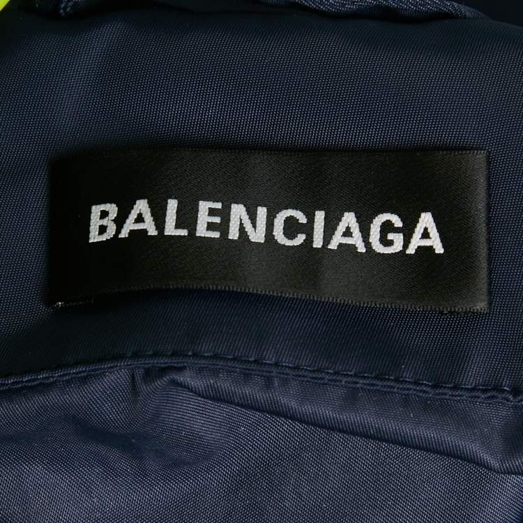 Pre Owned Balenciaga Navy Blue WFP Print Nylon Oversized Jacket S