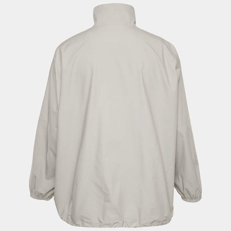 Pre Owned Balenciaga Unisex Grey Logo Print Oversized Jacket XS