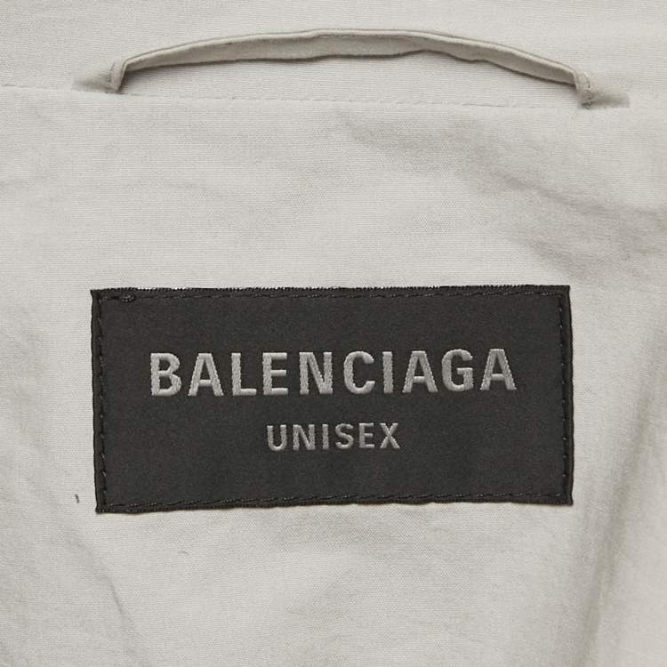 Pre Owned Balenciaga Unisex Grey Logo Print Oversized Jacket XS