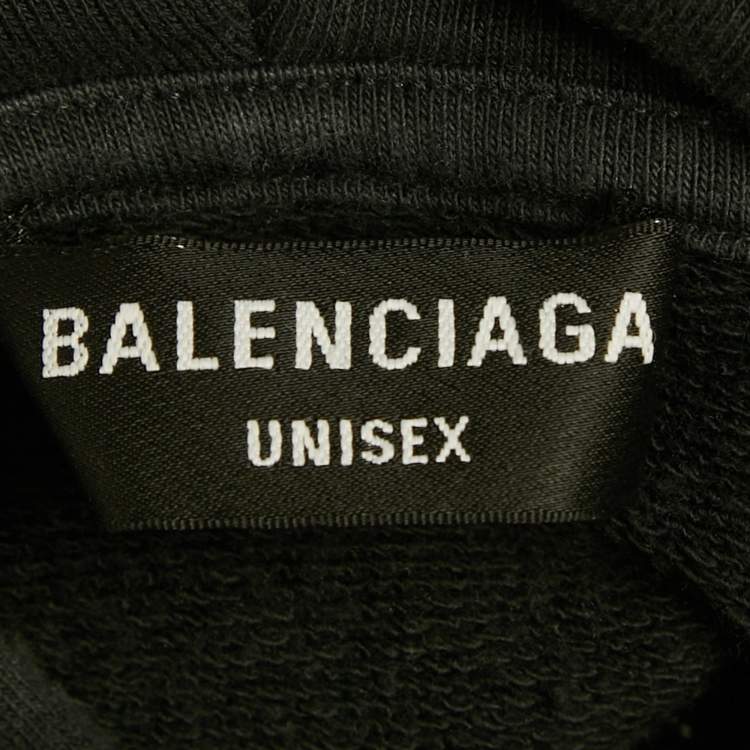 Pre Owned Balenciaga Unisex Black BB Icon Cotton Hoodie S