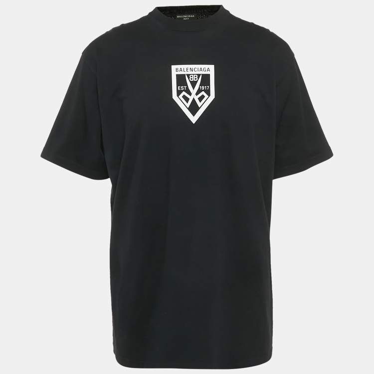Pre Owned Balenciaga Unifit Black Logo Print Cotton T-Shirt XS