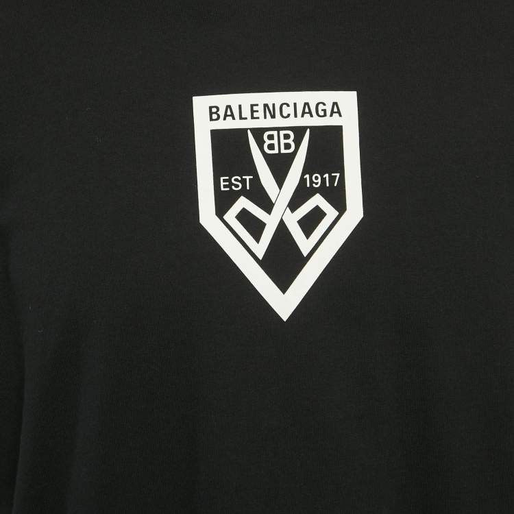 Pre Owned Balenciaga Unifit Black Logo Print Cotton T-Shirt XS