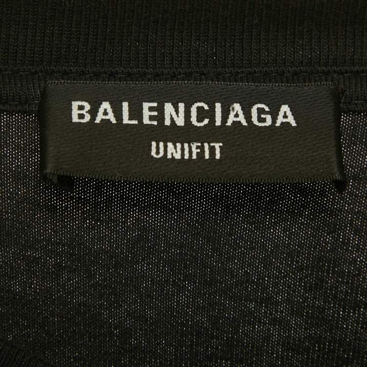 Pre Owned Balenciaga Unifit Black Logo Print Cotton T-Shirt XS