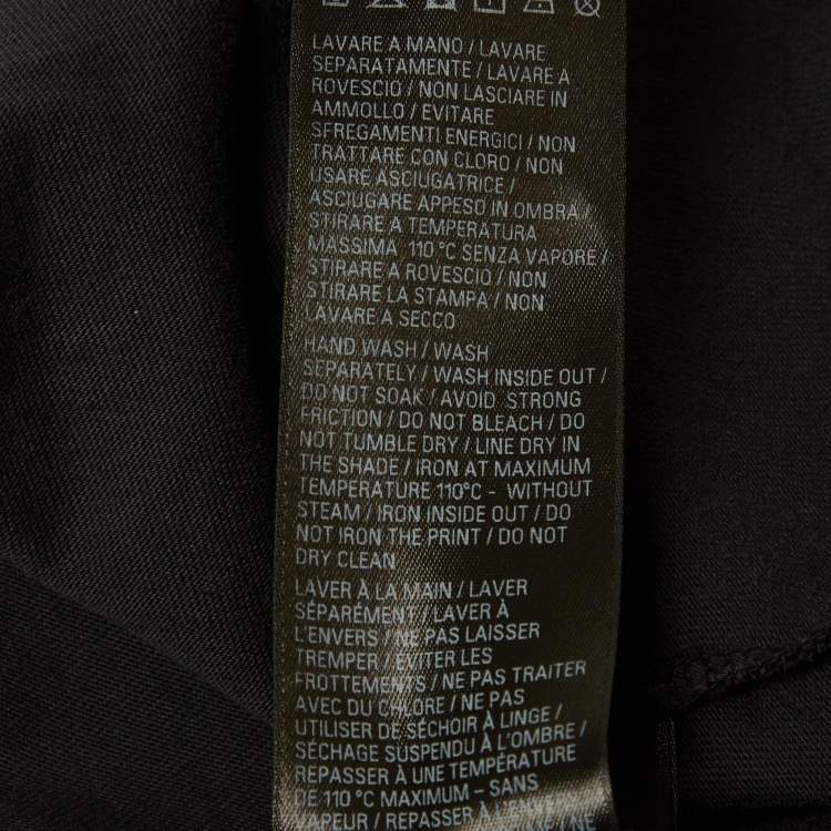 Pre Owned Balenciaga Unisex Grey Logo Tape Print Jersey Distressed T-Shirt XXL