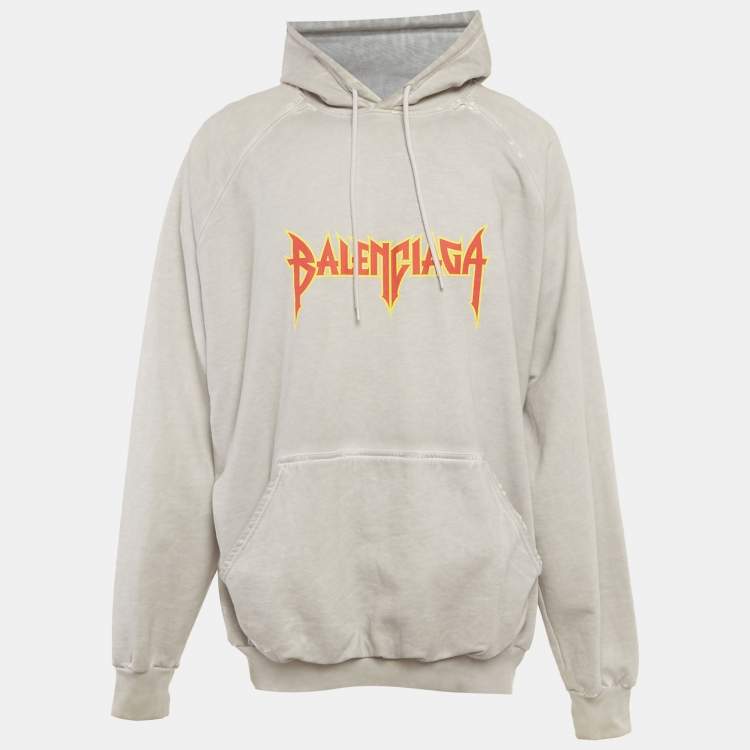 Pre Owned Balenciaga Unifit Grey Jersey Oversized Hoodie M