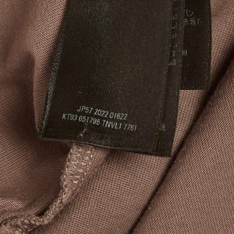 Pre Owned Balenciaga Unisex Brown Logo Print Jersey Distressed T-Shirt M