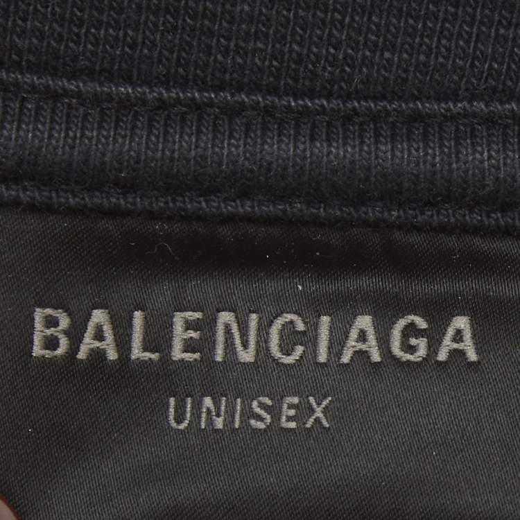 Pre Owned Balenciaga Unisex Grey Printed Jersey Oversized T-Shirt XL