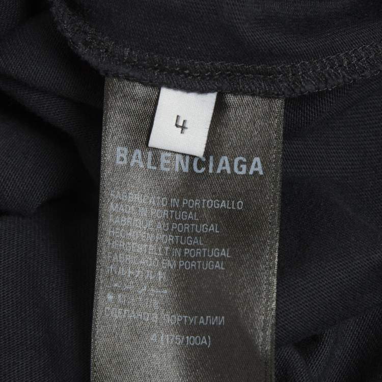 Pre Owned Balenciaga Unisex Grey Printed Jersey Oversized T-Shirt XL